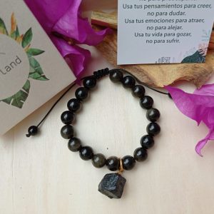 Pulsera Protección Obsidiana y Turmalina