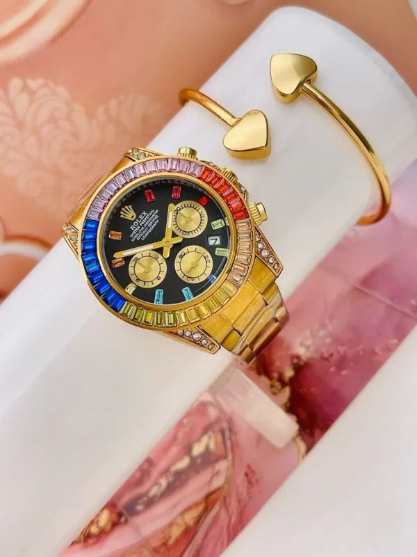 Reloj Rolex Daytona Piedras Dama Dorado
