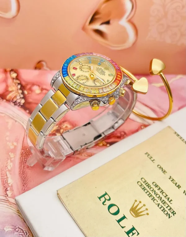 Reloj Rolex Daytona Piedras Dama Bicolor